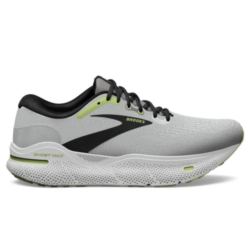 Brooks Ghost Max Mens Running Shoes Oyster Gray Black Lime‎ 110406-071 Sz 12 EUC